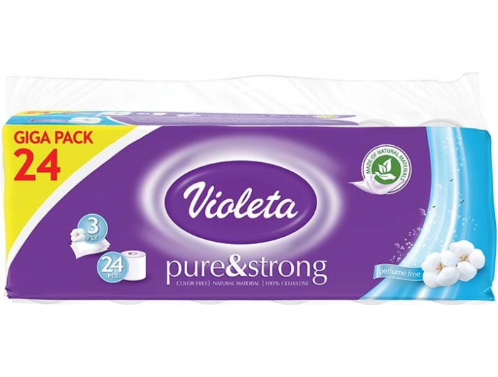 Violeta pure&amp;strong toaletni papir troslojni 24 role