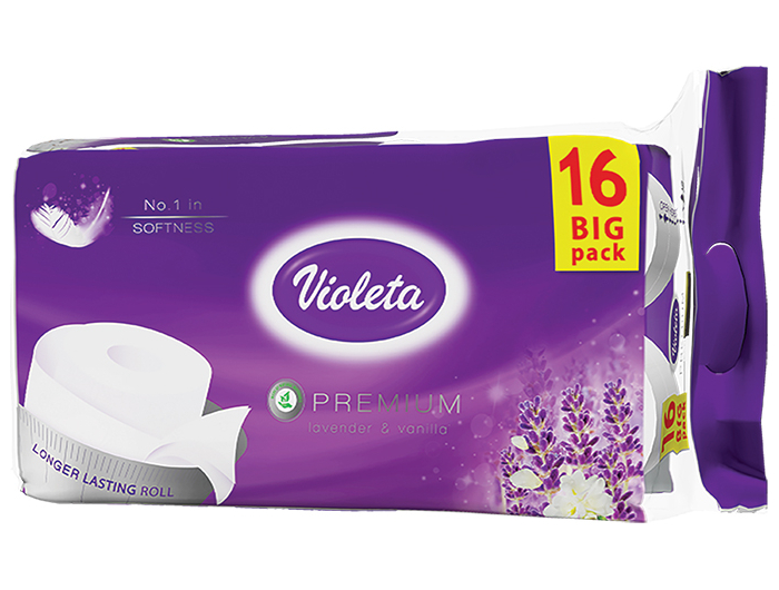 Violeta toaletni papir lavanda premium troslojni 16 rola