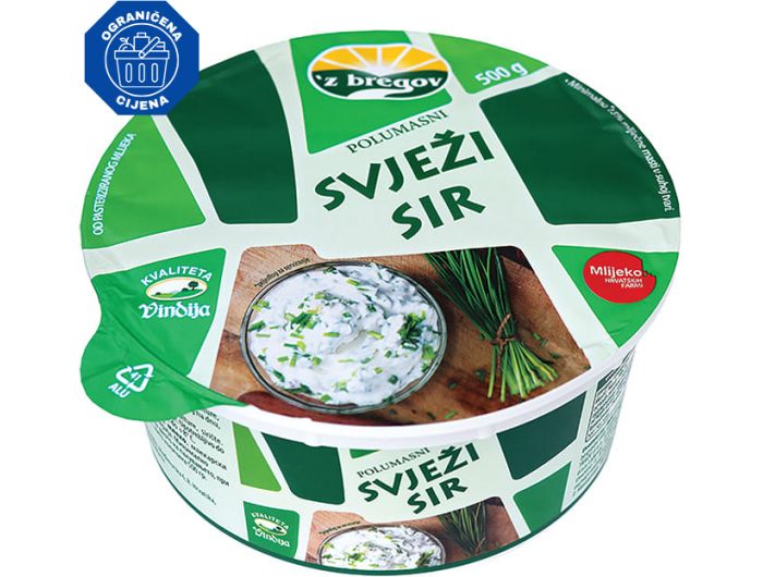 Vindija 'z Bregov Sir Svježi Polumasni 500 G