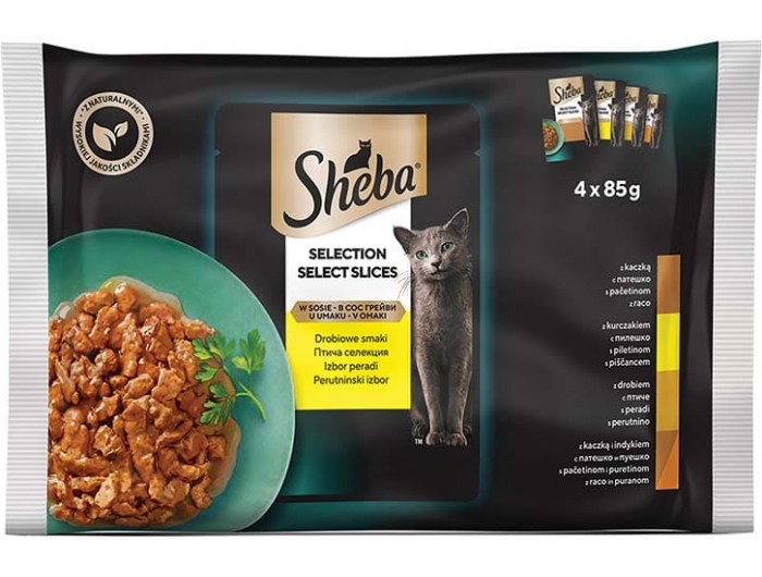 Sheba Selection hrana za mačke izbor peradi u umaku 4x85 g