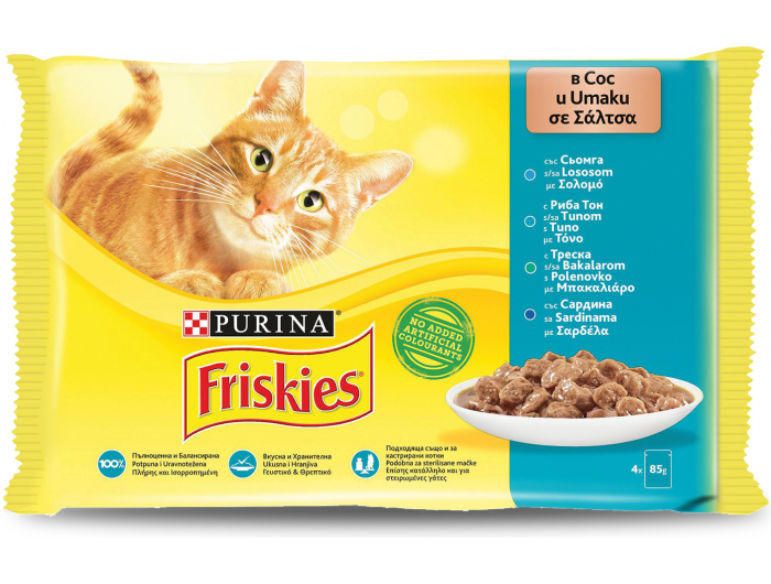 Friskies hrana za mačke s lososom 4x85 g