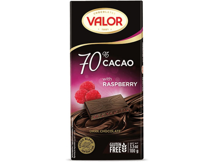 Valor tamna čokolada 70% s malinom 100 g