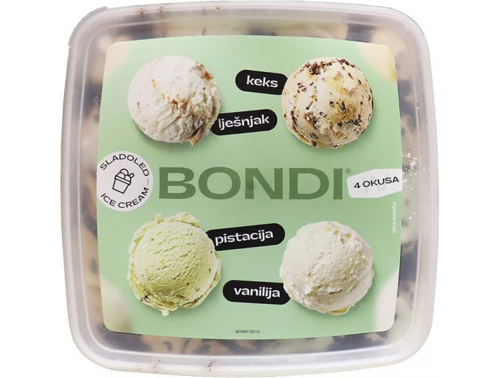 Bondi sladoled lješnjak, pistacija, keks, vanilija 1,65 L