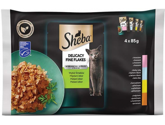 SSheba Delicacy Fine Flakes hrana za mačke miješani izbor 4x85 g