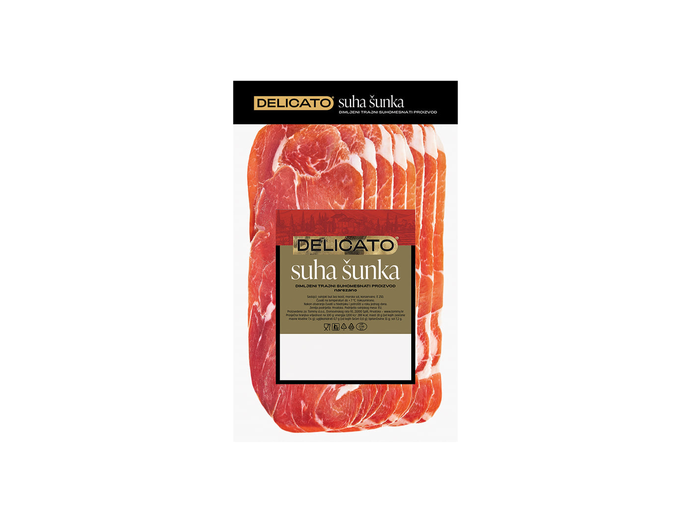 Delicato dimljena suha šunka pak. cca 200 g