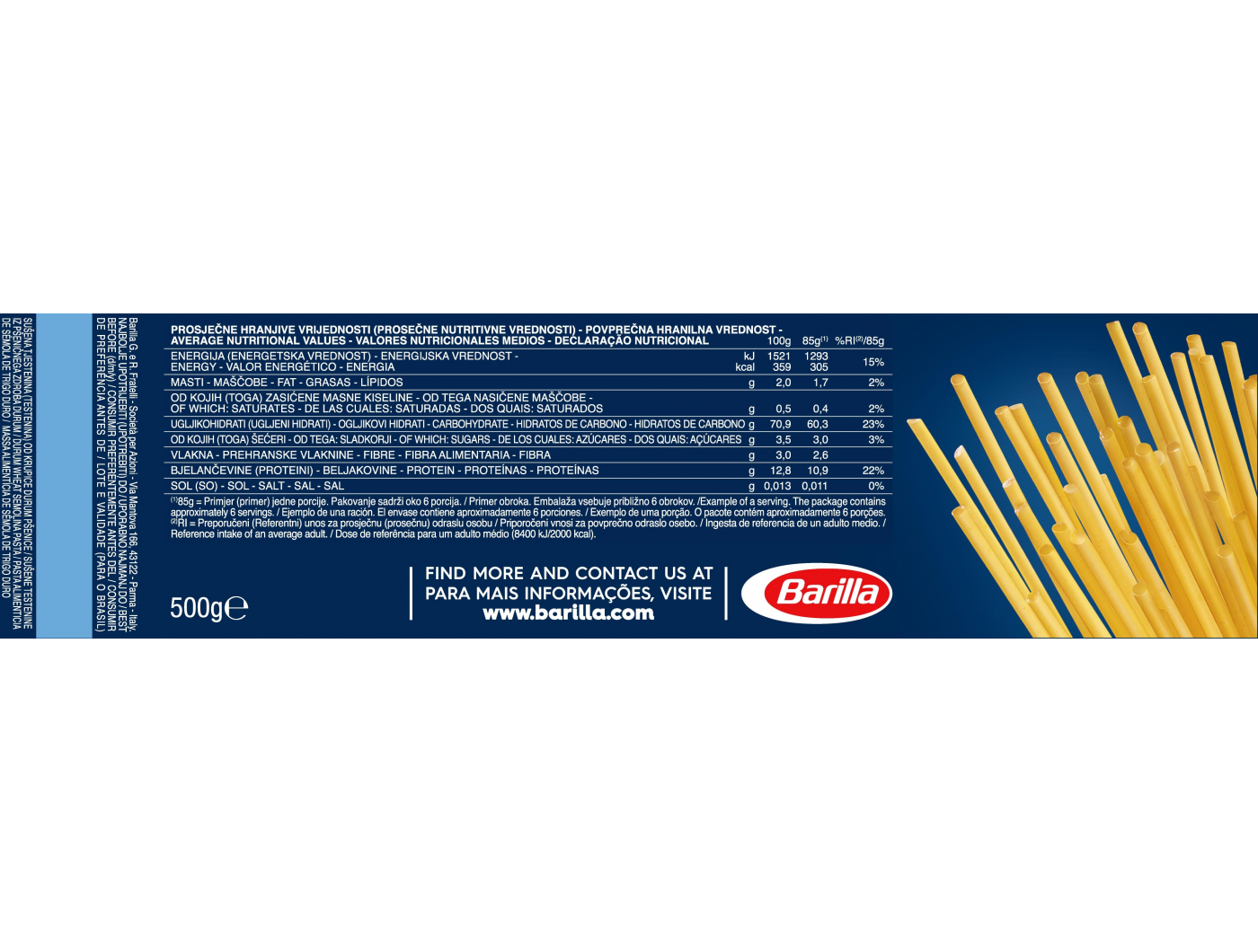 barilla spaghetti no 7, 500g - foodexia