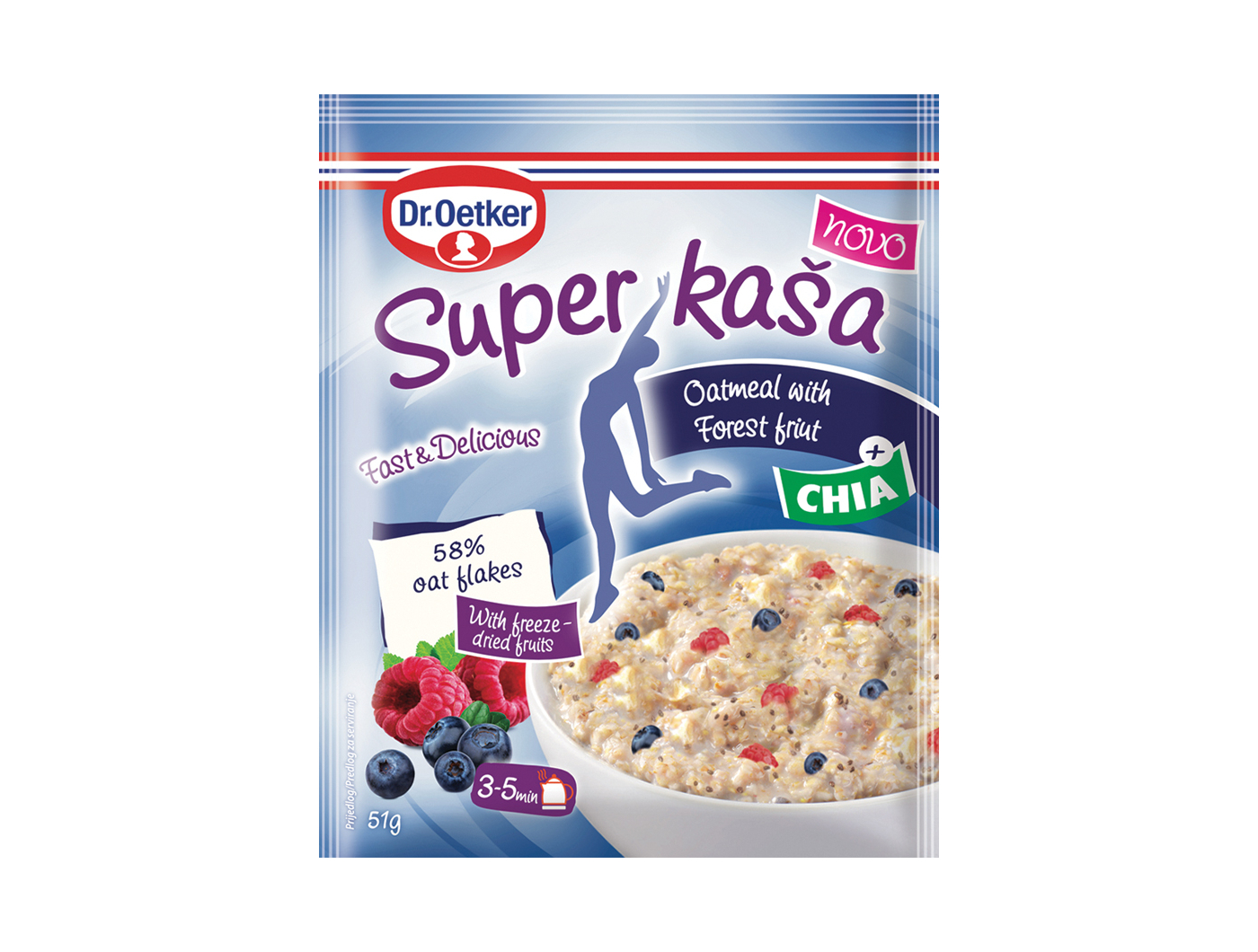 Dr.Oetker Zobena kaša s voćem i chia sjemenkama, 51 g