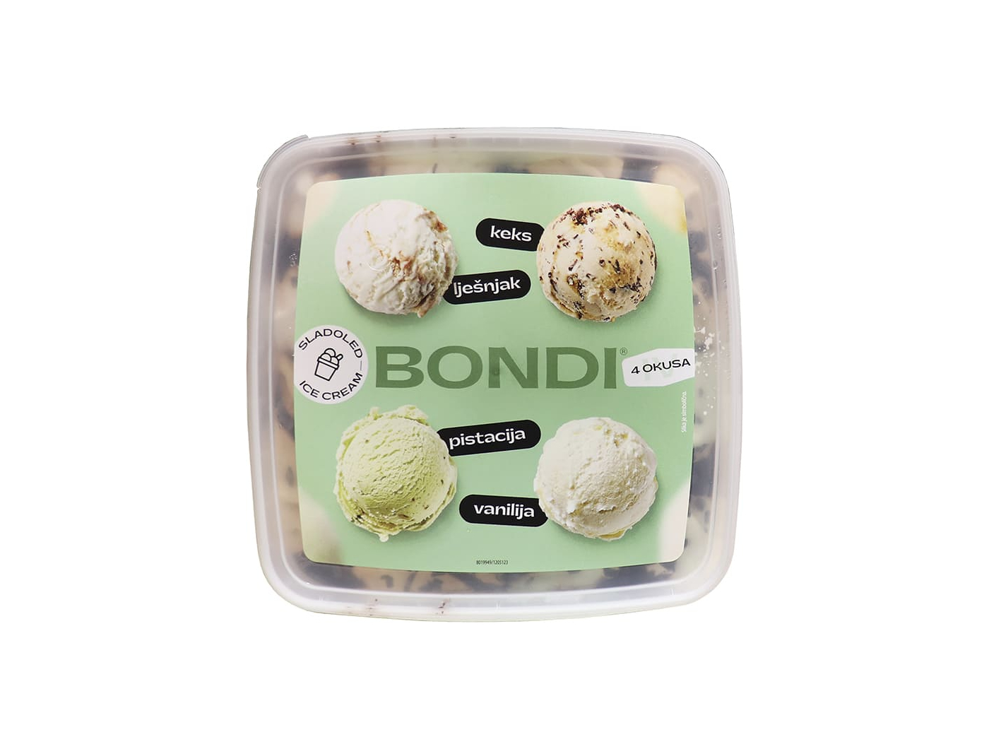 Bondi sladoled lješnjak, pistacija, keks, vanilija 1,65 L