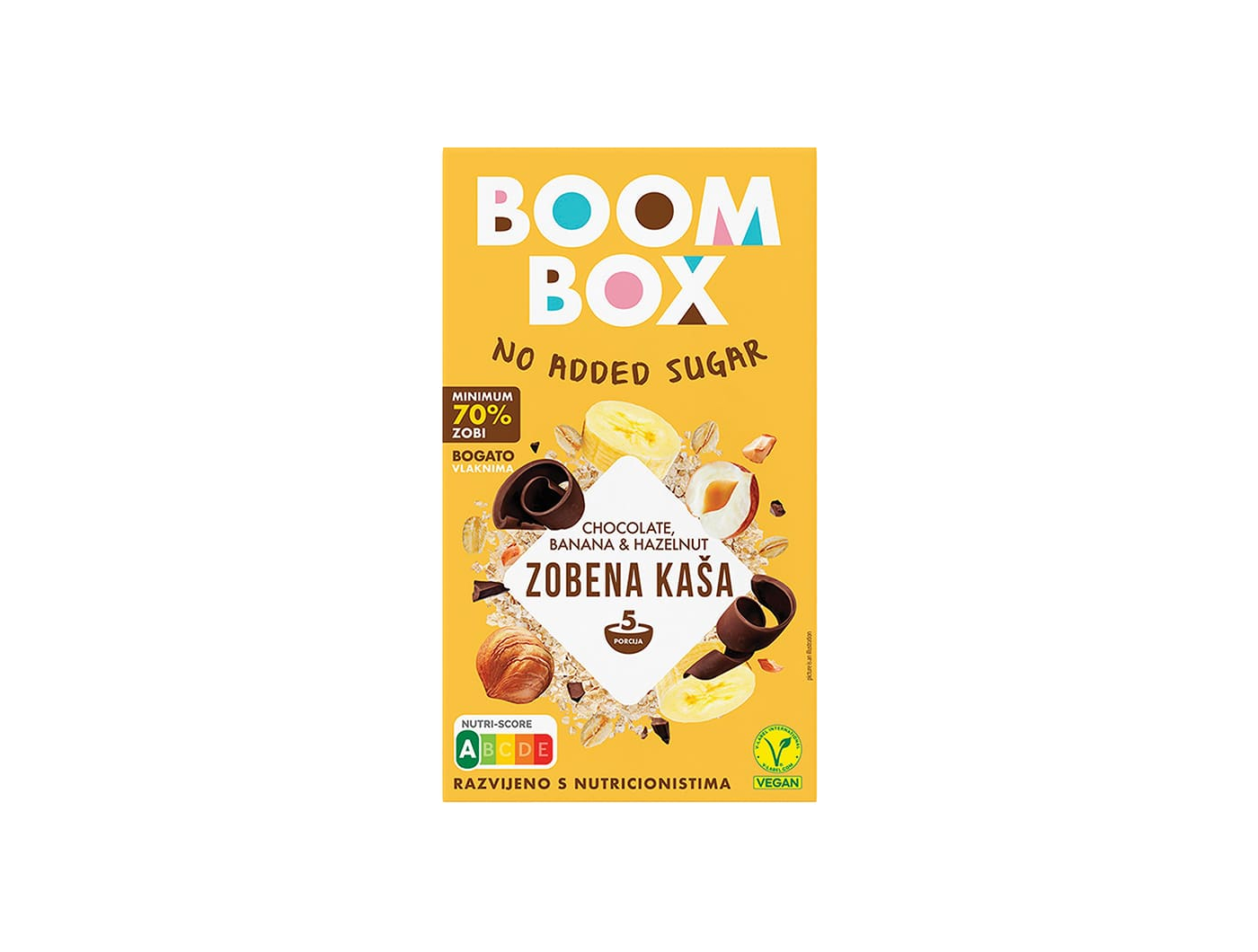 Boom Box zobena kaša s bananom, čokoladom i lješnjacima 300 g