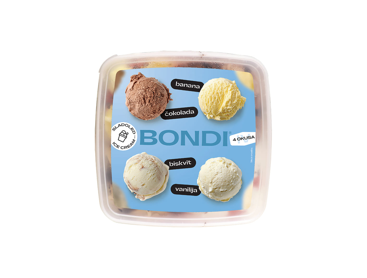 Bondi sladoled čokolada, banana, biskvit, vanilija 1,65 L