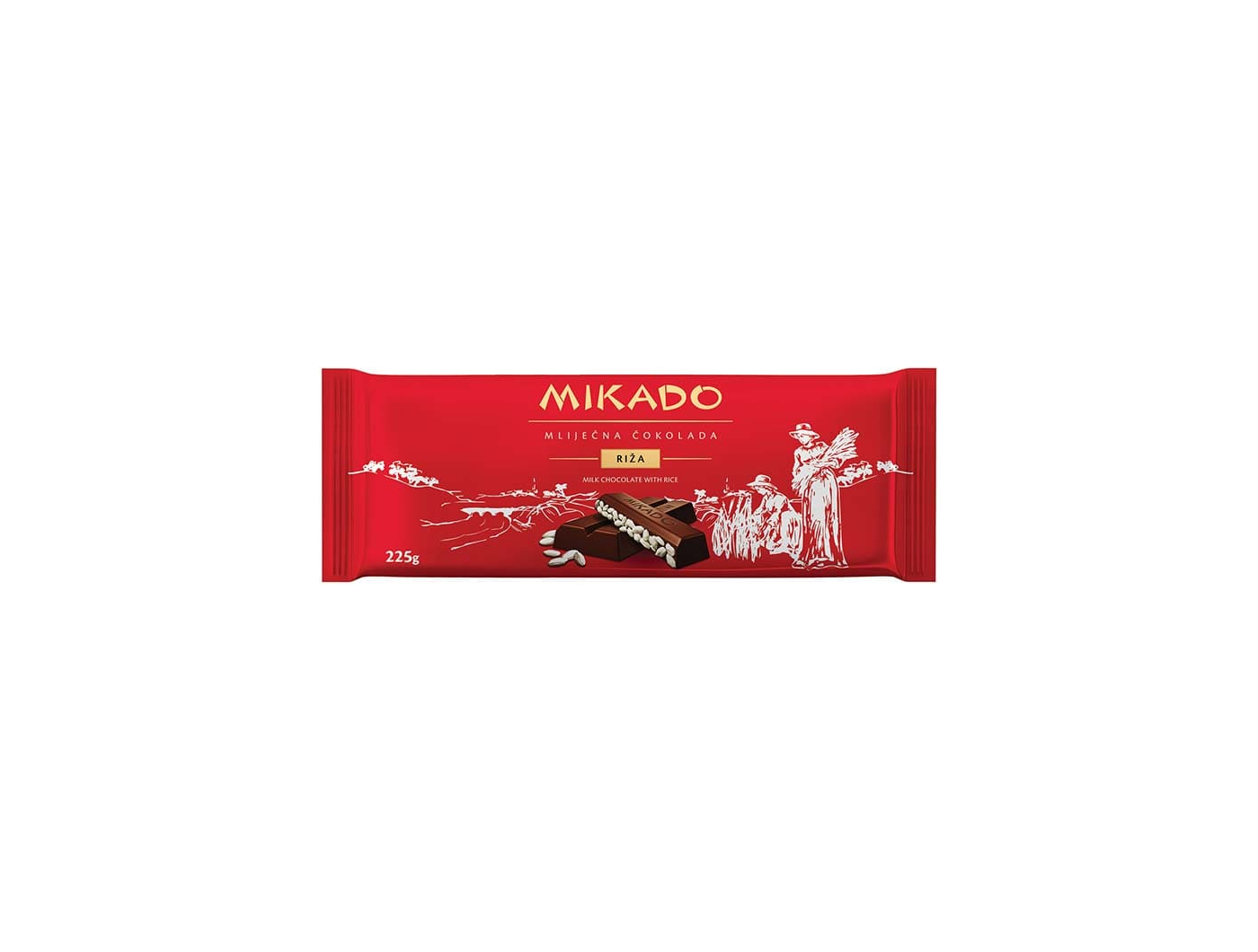Mikado mliječna čokolada s rižom 225 g