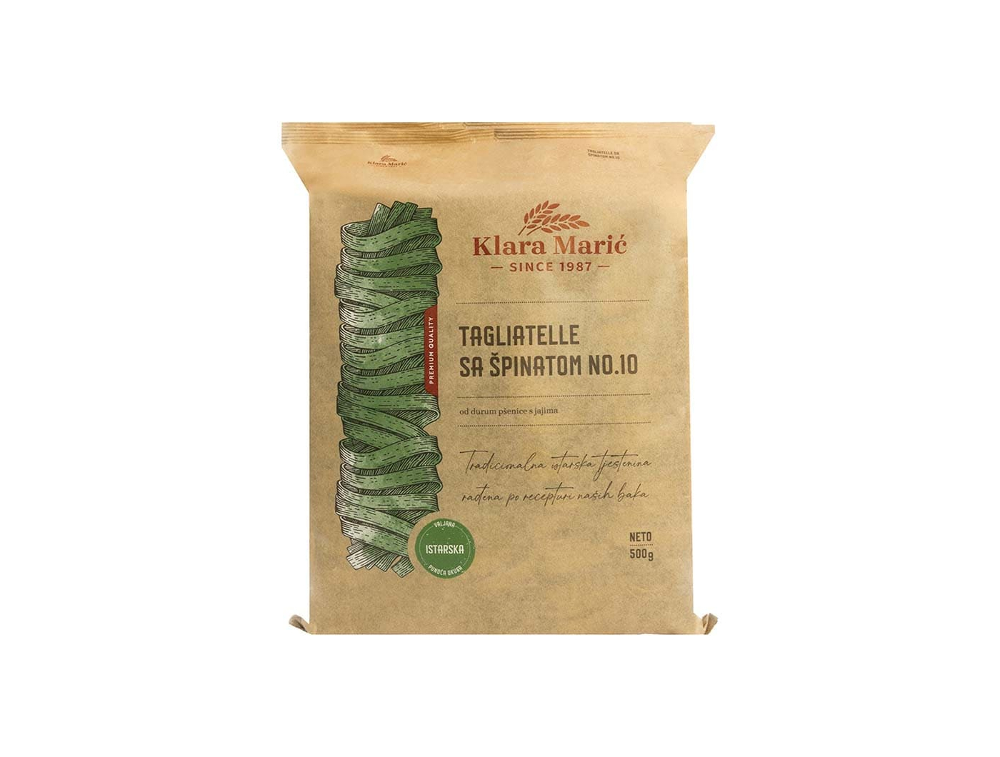 Klara Marić tjestenina Tagliatelle sa špinatom No.10 500 g