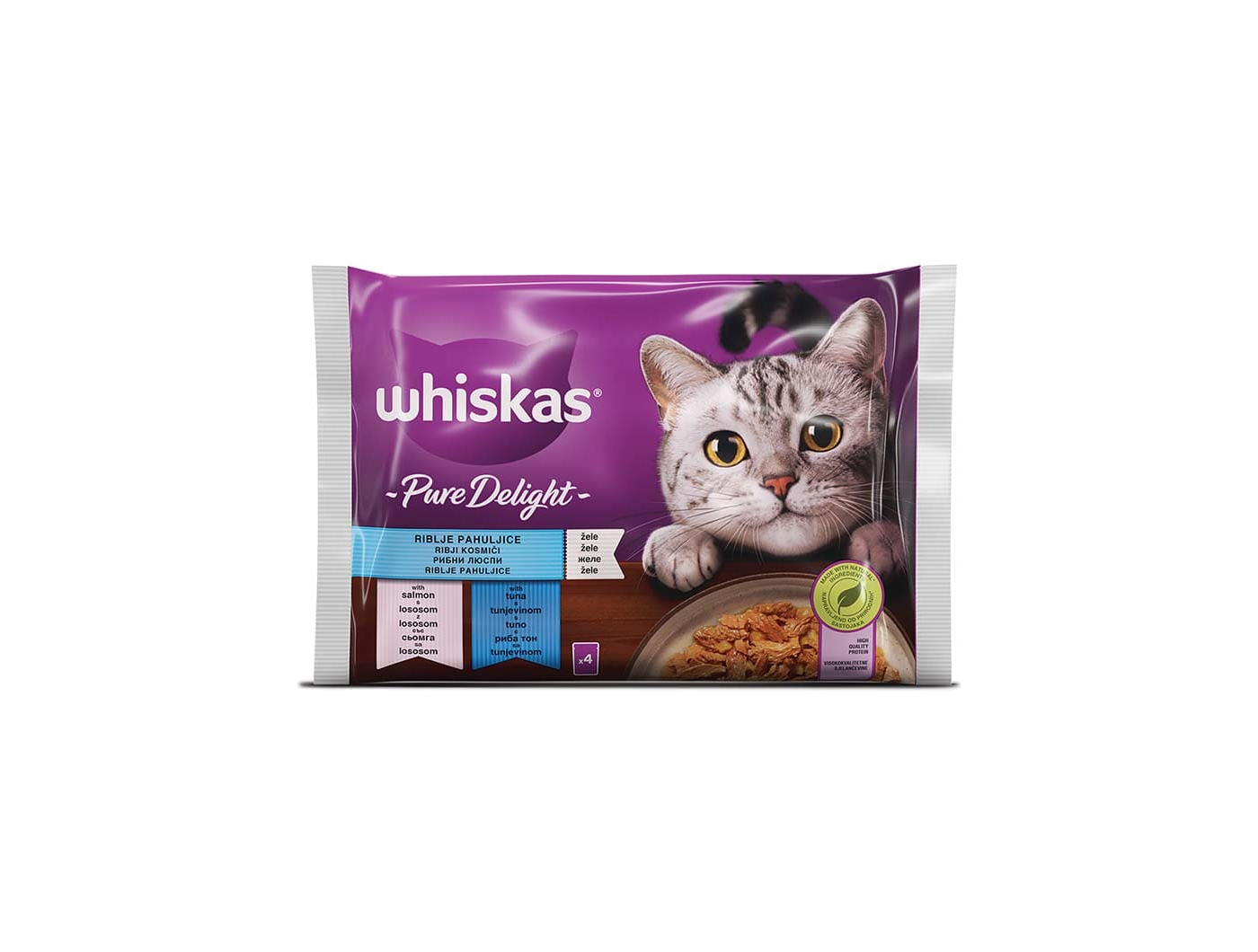 Whiskas Pure Delight hrana za mačke izbor ribe 4x85 g