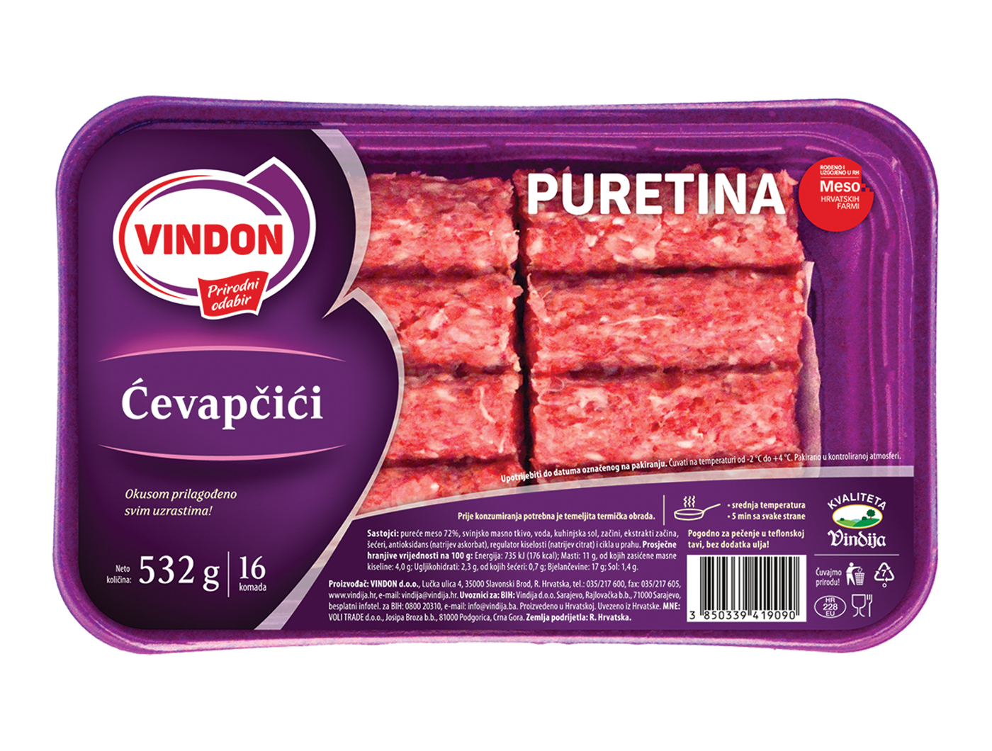 Vindija Vindon Pureći ćevapčići 532 g