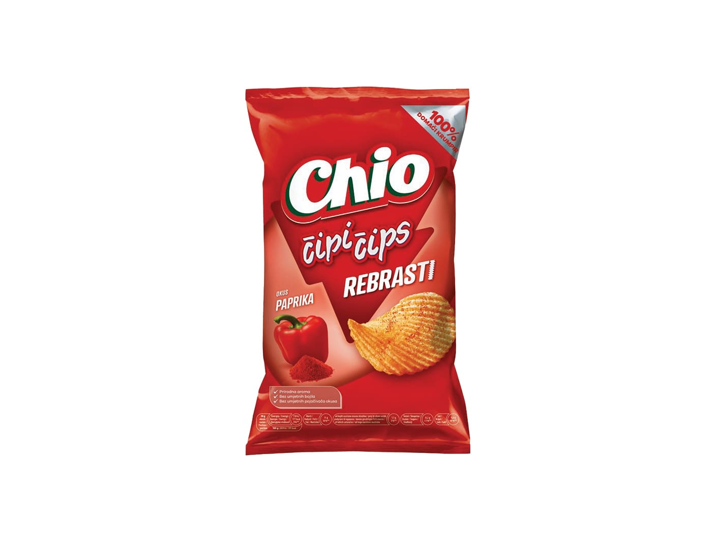 Chio Čipi čips rebrasti paprika 120 g
