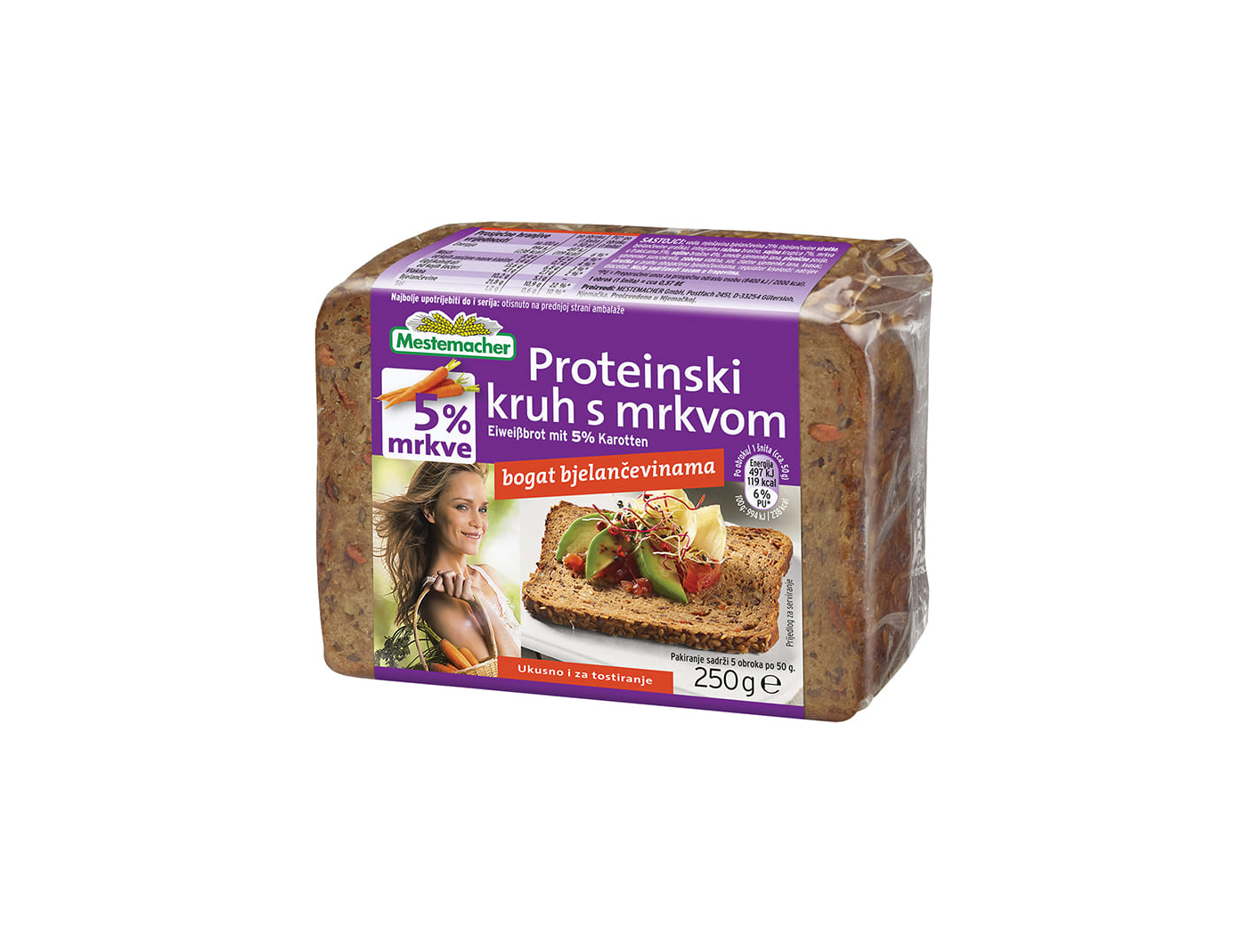 Mestemacher proteinski kruh s mrkvom 250 g